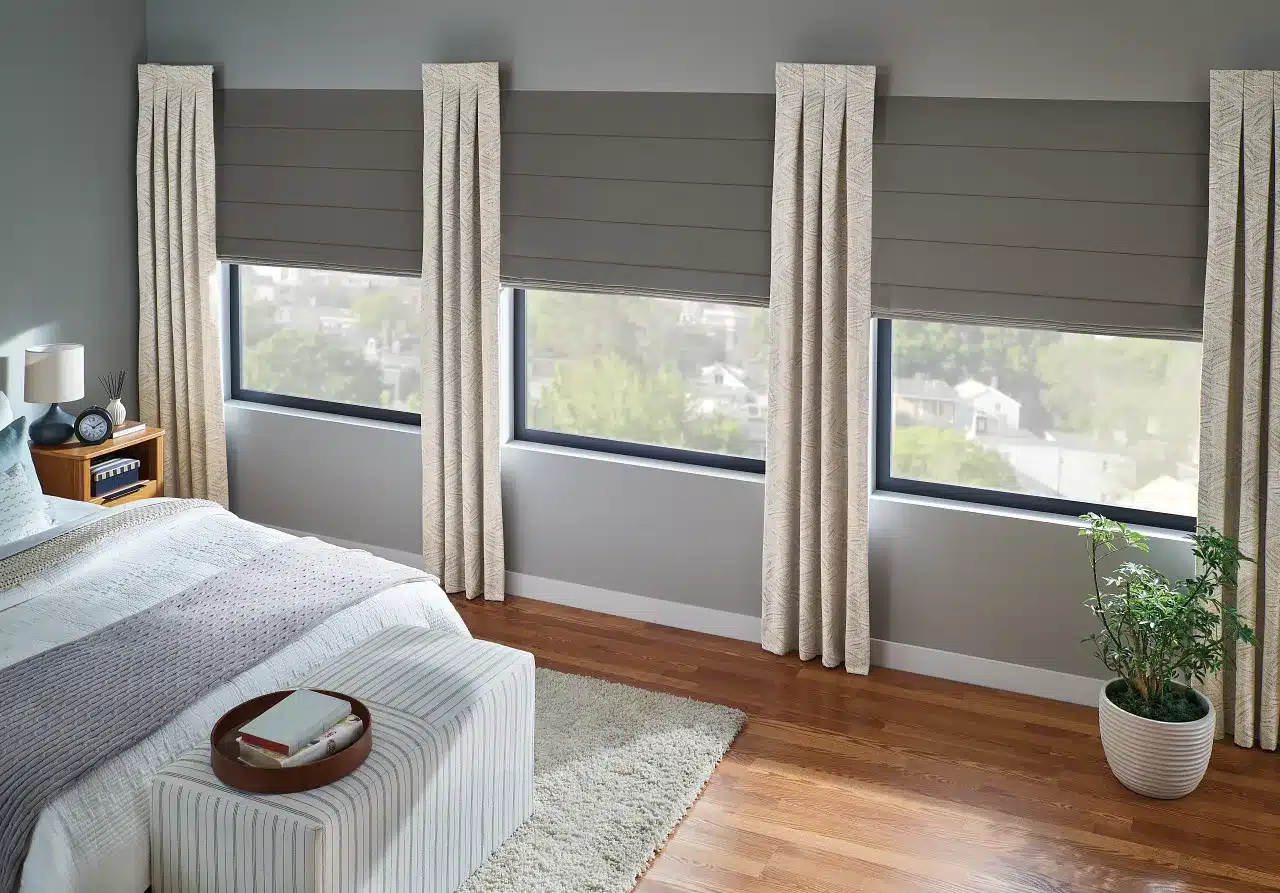 Bedroom Romans and Drapes (1)